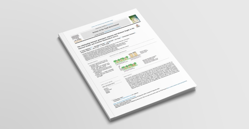 An overhead view of the report called The Relationship Between Greenspace Exposure and Telomere Length in the National Health and Nutrition Examination Survey